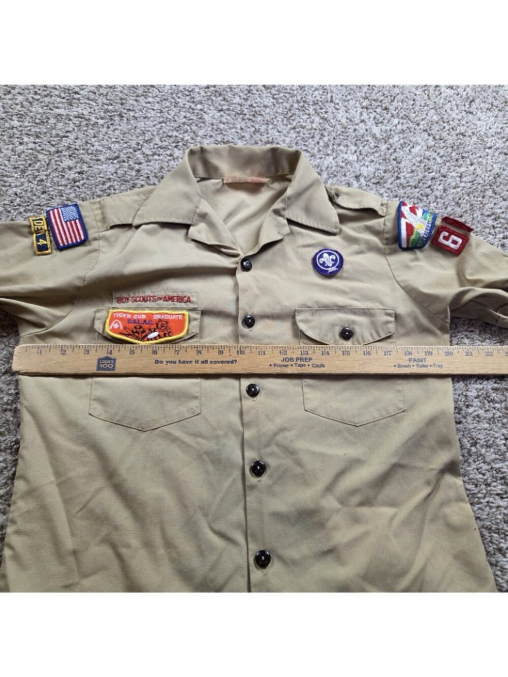 Boy Scouts of America Shirt Mens Small Beige Button Up - Picture 3 of 7